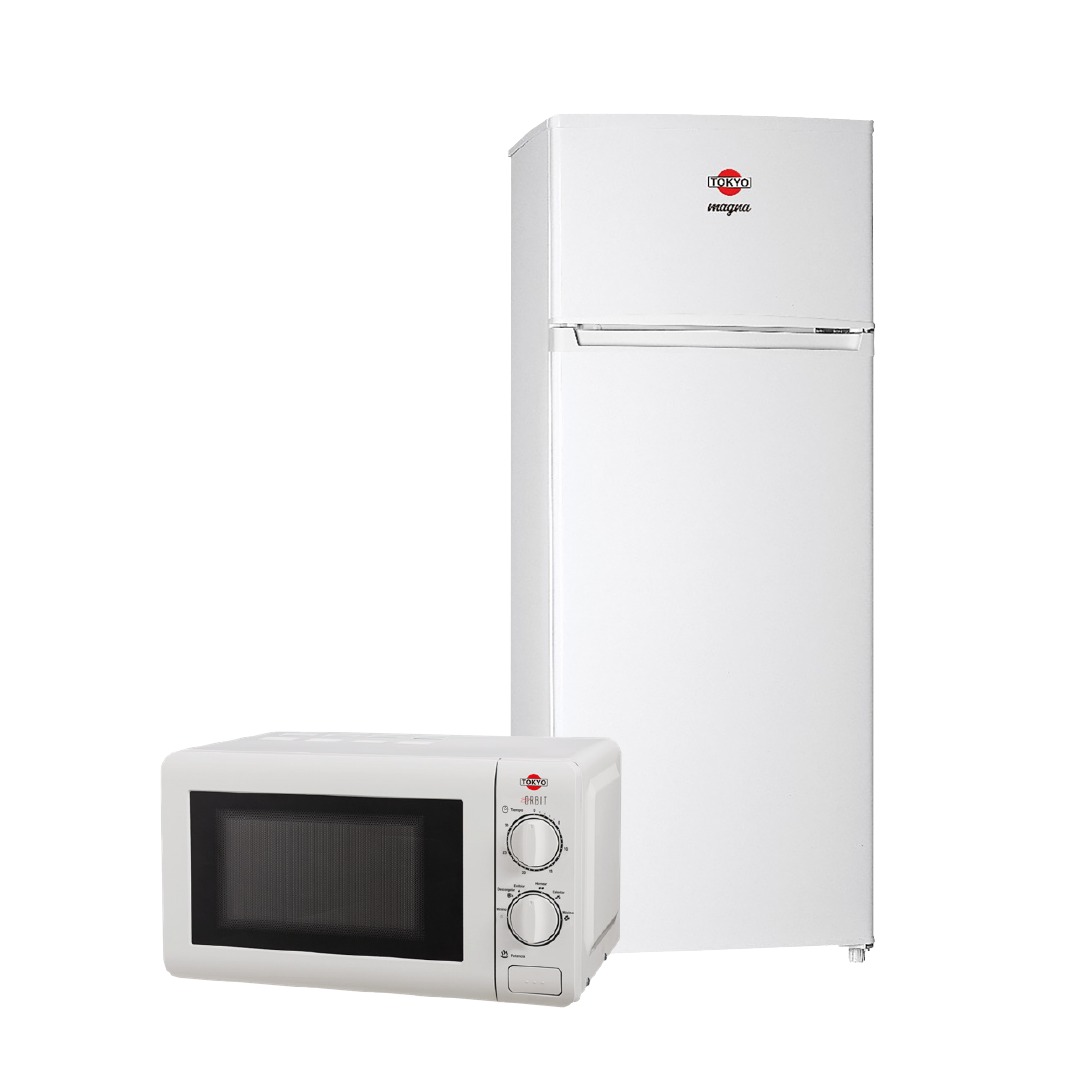 Heladera Tokyo Magna 300 Litros Frío Húmedo 2 Puertas + Microondas Tokyo 20 Litros Orbit sin Grill 220V Blanco
