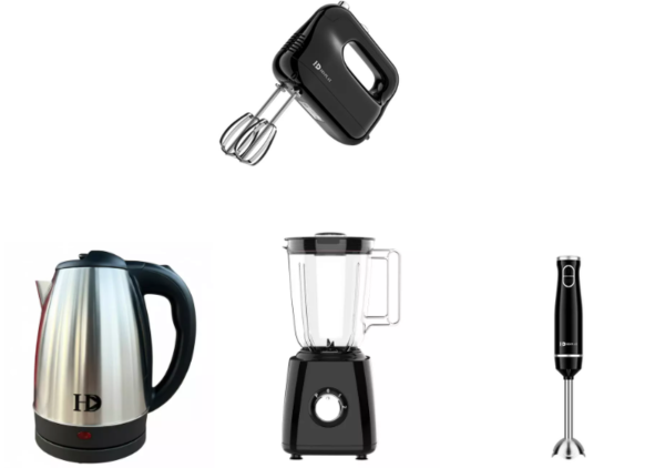 Mega Set de Cocina HD Play 4-en-1: Hervidora + Licuadora + Batidora + Mixer