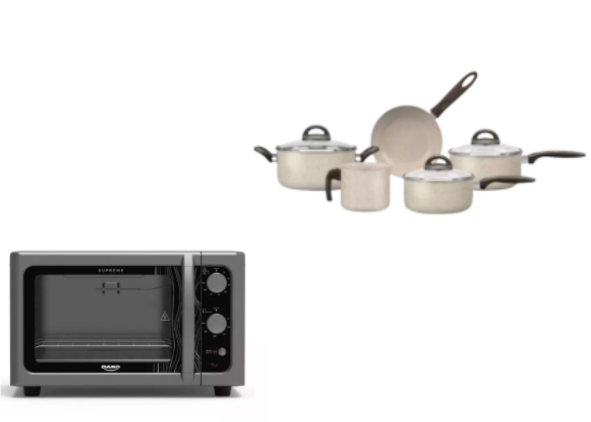 Pack Cocina de Alta Gama: Horno Dako Supreme 44L Titanium + Juego de Ollas Brinox Ceramic Life (5 Piezas)