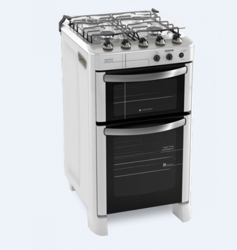 COCINA VALENCIA MOD. DIAMANTE BLANCA 4H LUZ INT.E.E DOBLE HORNO 30 LTS  ELECT.-60 LTS.GAS
