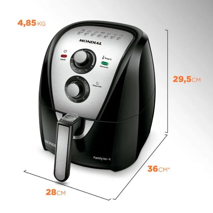 Air Fryer Mondial 4 Litros Grand Family Inox AFN-40-BI