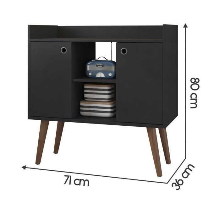 Aparador para Sala Café Cairo Fiorello Negro Pintura UV