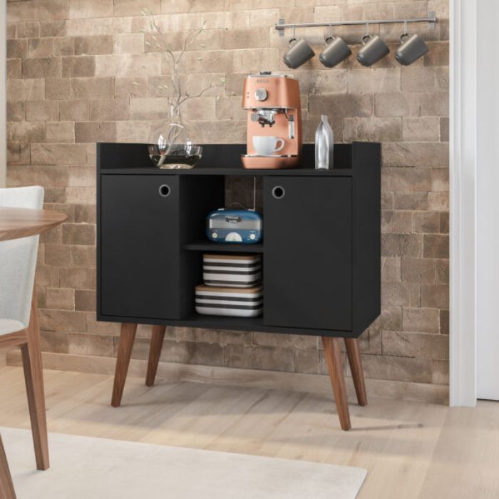 Aparador para Sala Café Cairo Fiorello Negro Pintura UV