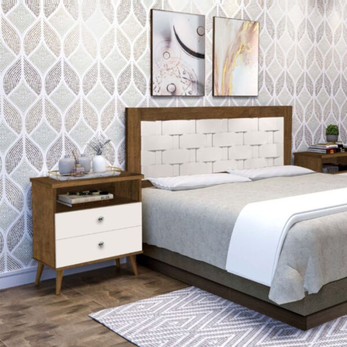 Cabecera para Cama Laila 1.60 J&A con Mesita de Luz Jequitiba | Off White