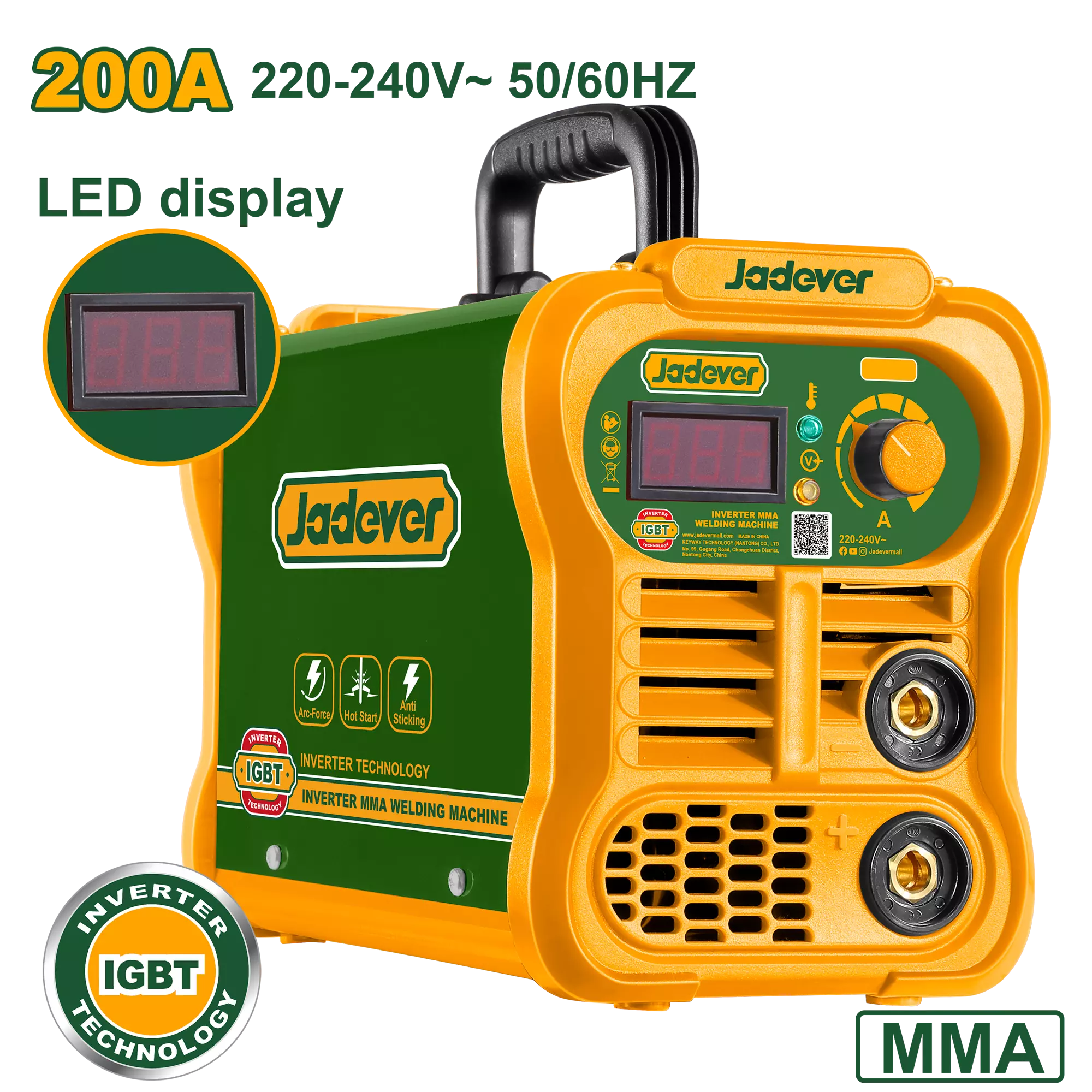Soldador Inverter MMA 200A IGBT. Jadever Caja JDWD32001