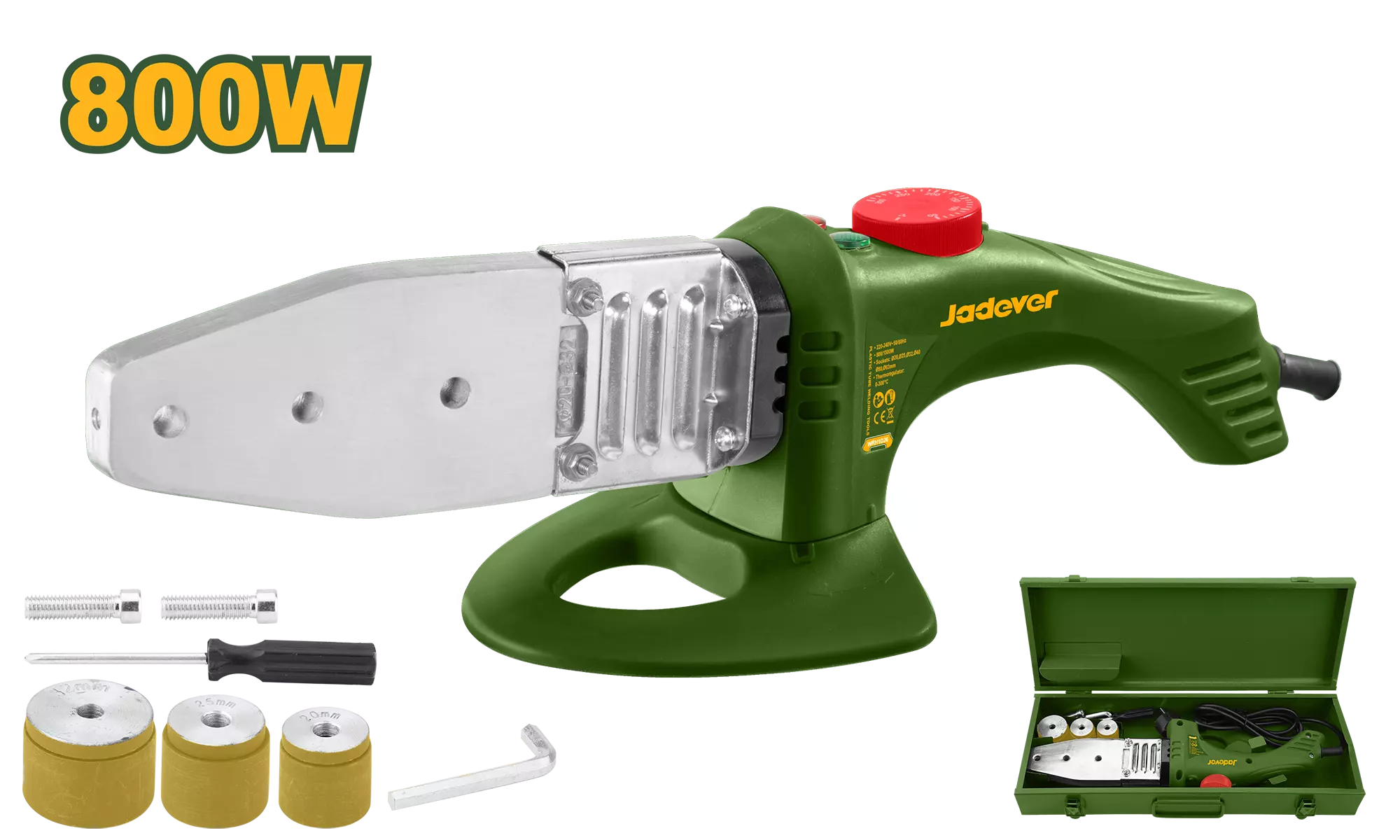 Termofusor 800w (20-32mm) + Acc. Jadever Maletin JDWM1L15