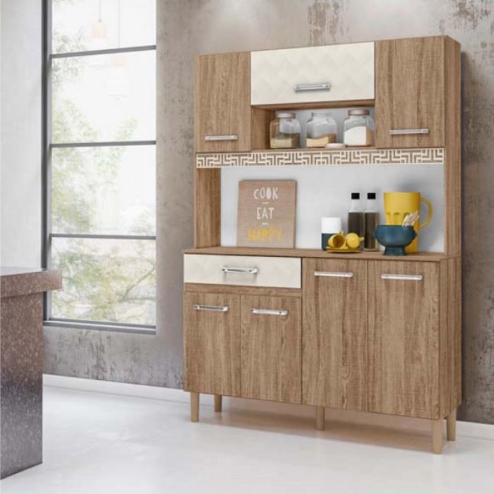 Kit de Cocina Magazin 120 7 Puertas 1 Cajón Carvallo Rústico Off White