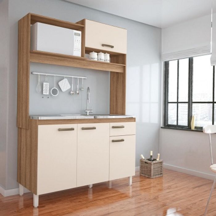 Kit de Cocina Yasmin Almendra Crudo 4 Puertas 1 Cajón
