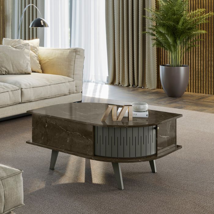 Mesa Centro Indiapolis Jade Oliva Puerta MDF Flexible