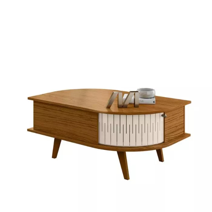 Mesa Centro Indiapolis Nature Off White Puertas De Mdf