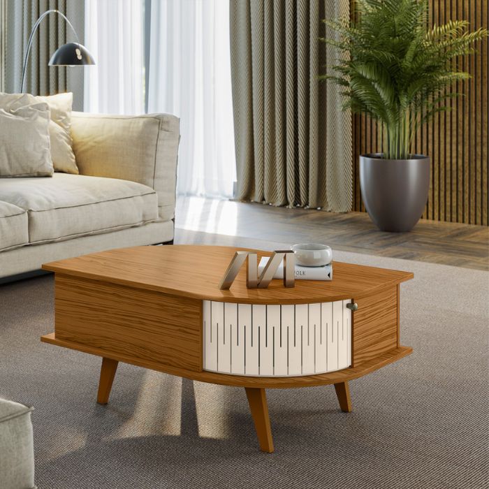 Mesa Centro Indiapolis Nature Off White Puertas de MDF