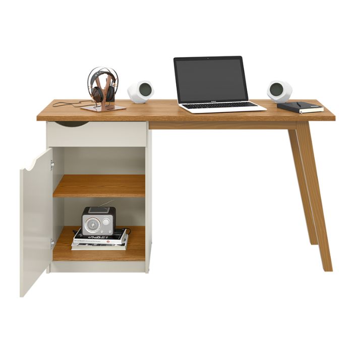 Mesa Escritorio Prism Patrimar 2 Cajones Off White | Cumaru