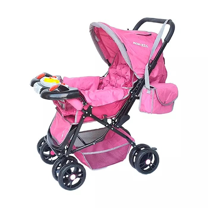 Carrito Para Bebe Momezy Rosa Con Gris Con Baby Seat Hasta 15Kg Mez-13777L-Pk