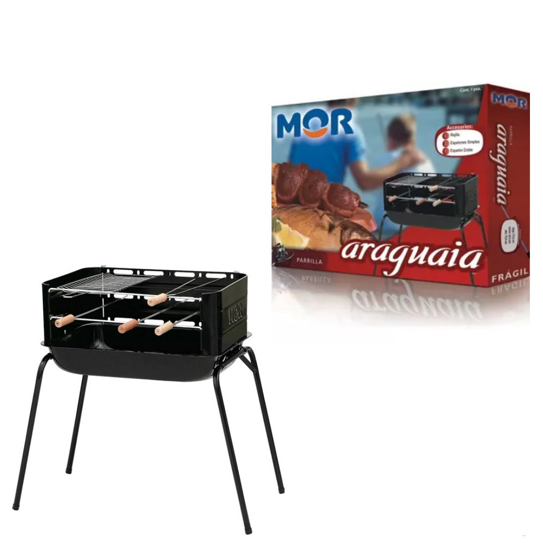 Parrilla para Asado Mor Araguaia M03007 + Speaker Flip 6 JBL Portátil + Vaso Coleman Cervecero 600ml + Juego para Asado Tramontina 2 Piezas + 1 Tabla - T223999 + Silla Reposera MOR Plegable Acero Recubierto 4 pos.