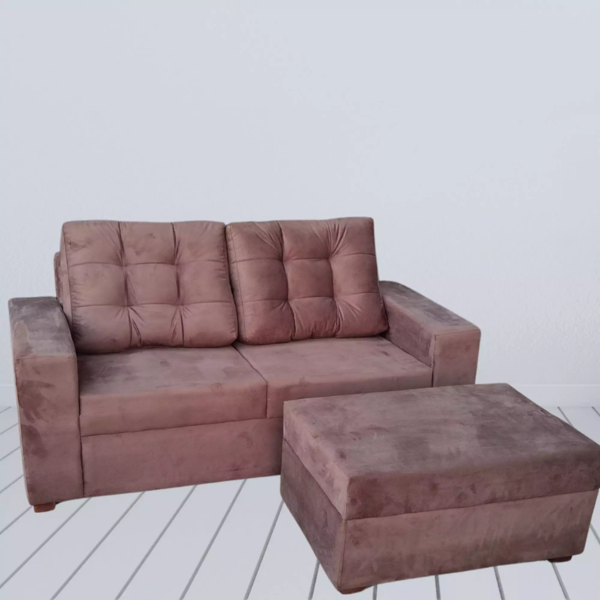 Sofa Movel Max 2L+ Puff Max Marron