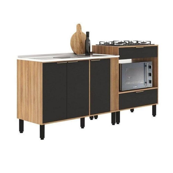Mueble de cocina Aéreo con Balcón Karen Nogal Manchester Negro