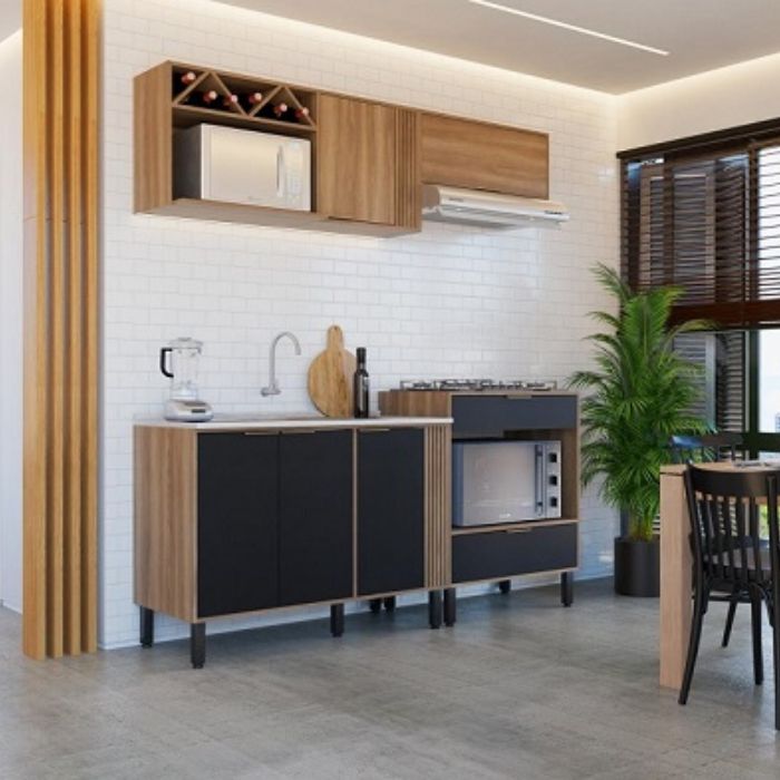 Mueble de cocina Aéreo con Balcón Karen Nogal Manchester Negro