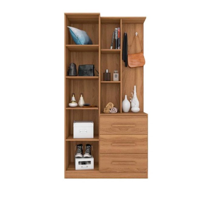 Mueble Multiuso 1 Puerta 3 Cajones Brisa Amendoa MDF