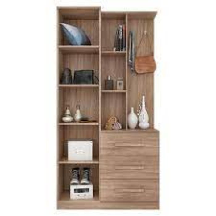 Mueble Multiuso 1 Puerta 3 Cajones Brisa Nogal Touch MDF