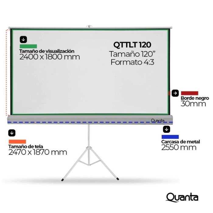 Pantalla para Proyector Quanta con Trípode QTTLT120
