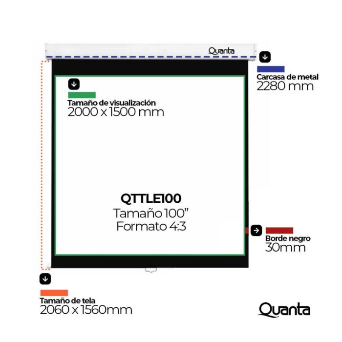 Pantalla para Proyector Quanta Eléctrica QTTLE100 220V