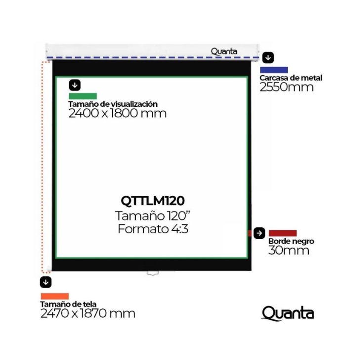 Pantalla para Proyector Quanta Manual 240x180 QTTLM120