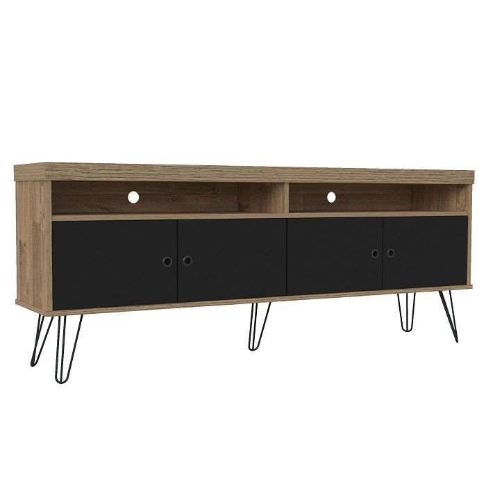 Rack para TV Liberty Rustico Negro 4 Puertas 2 Nichos