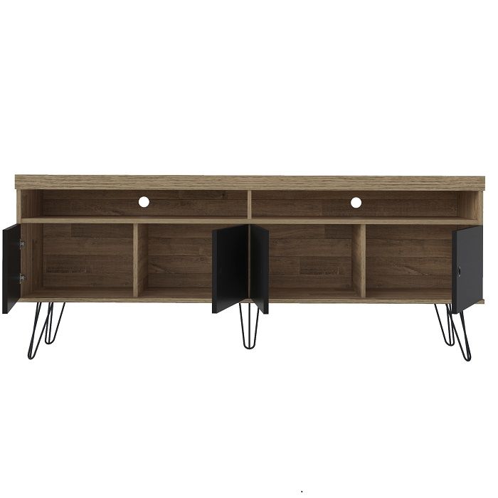 Rack para TV Liberty Rustico Negro 4 Puertas 2 Nichos