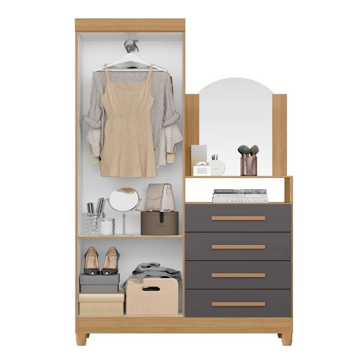Ropero de 2 Puertas con cómoda Capri Nature Titanium