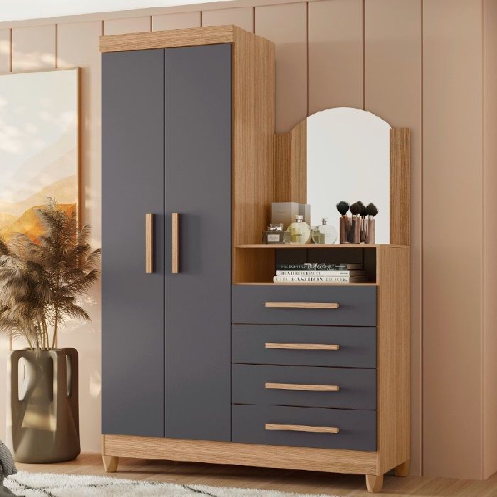 Ropero de 2 Puertas con cómoda Capri Nature Titanium