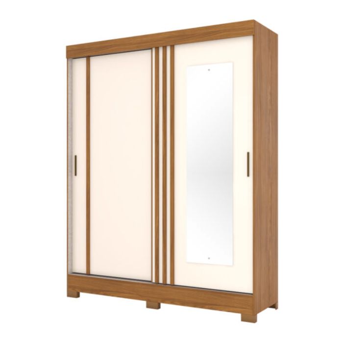 Ropero de 2 Puertas Corredizas con Espejo B353 Briz Nature | Off White | Gris