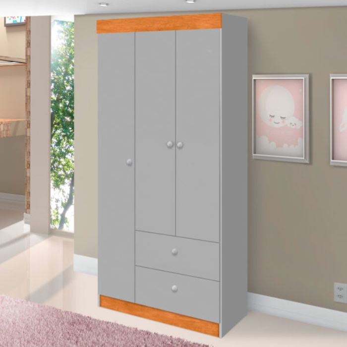 Ropero de 3 Puertas 2 Cajones J&A Catatau Gris | Nature