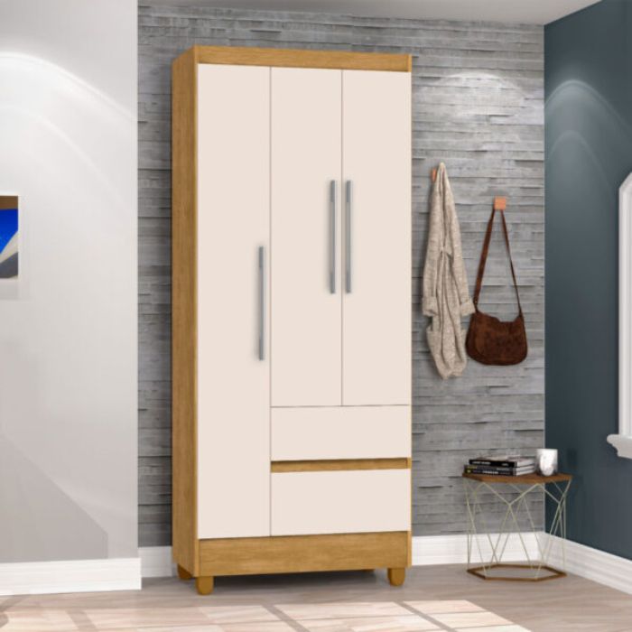 Ropero de 3 Puertas 2 Cajones Loreta Nature | Off White