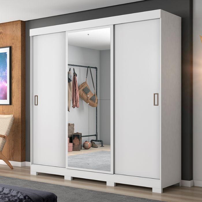 Ropero de 3 Puertas con Espejo 4 Cajones Notavel NT5020 Blanco