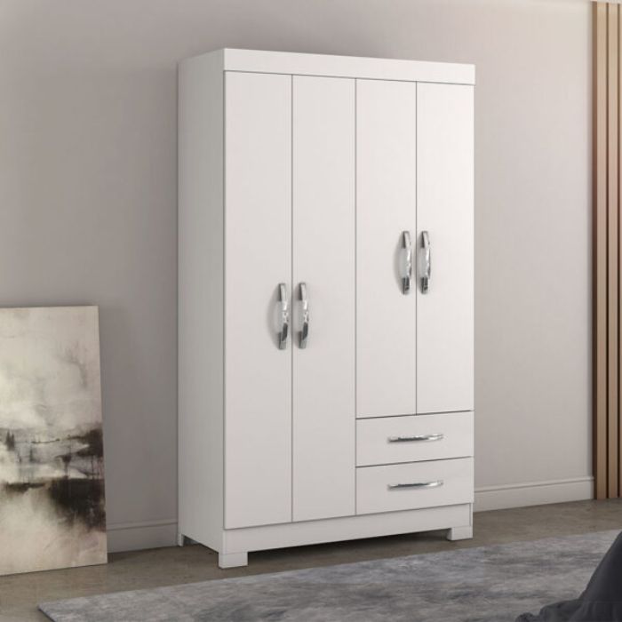 Ropero de 4 Puertas 2 Cajones Notavel NT5005 Blanco | Rosa