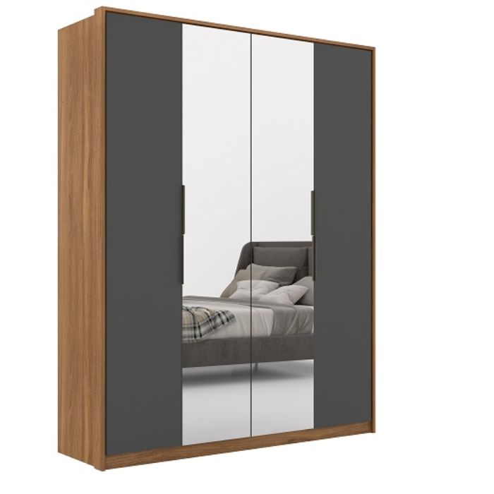 Ropero de 4 Puertas 2 Espejos 3 Cajones Internos Attore