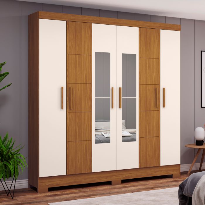 Ropero de 6 Puertas con Espejo B73 Briz Natura | Off White