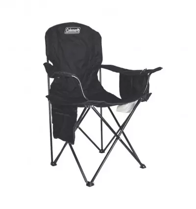 Silla Coleman Plegable Negro Con Porta Latas Y Objetos -C001581