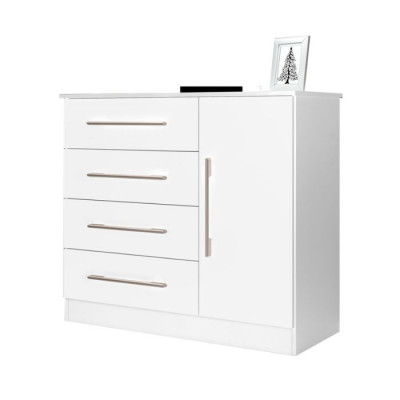 Cómoda Multiuso 1 Puerta 4 Cajones J&A Malibu New Blanco | Blanco Lila Flex