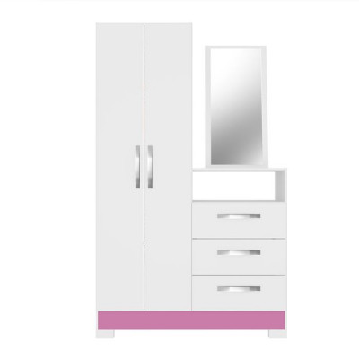 Cómoda Multiuso 2 Puertas 3 Cajones Notavel NT5165 con Espejo Blanco | Rosa