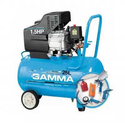 Compresor De Aire 25 Litros Gamma 1.5Hp + Kit - G20104
