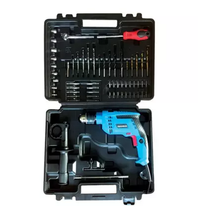 Kit Taladro Impacto Gamma + Herramientas + Mechas + Maleta 710W De 13 Mm - G207501