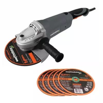 Amoladora Angular Gladiator 180Mm 2300W + 5 Discos