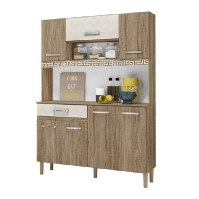 Kit de Cocina Magazin 120 7 Puertas 1 Cajón Carvallo Rústico Off White