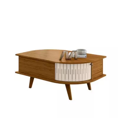 Mesa Centro Indiapolis Nature Off White Puertas De Mdf