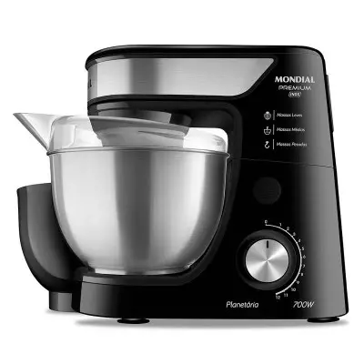 Batidora Planetaria Mondial 700W Premium Inox - 2 Bols Negro