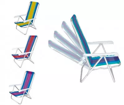Silla Reposera Mor Plegable Acero Recubierto 4 Posiciones Colores Surtidos - M02004