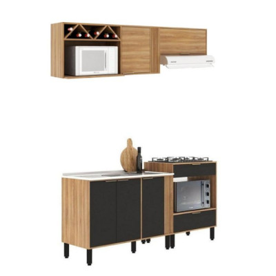 Mueble de cocina Aéreo con Balcón Karen Nogal Manchester Negro