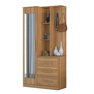 Mueble Multiuso 1 Puerta 3 Cajones Brisa Amendoa MDF