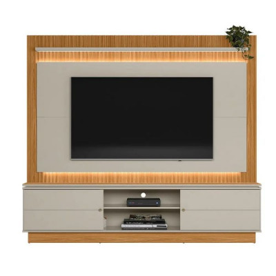 Rack para TV con Panel 2 Puertas MDP/MDF Nature Off white Guararapes